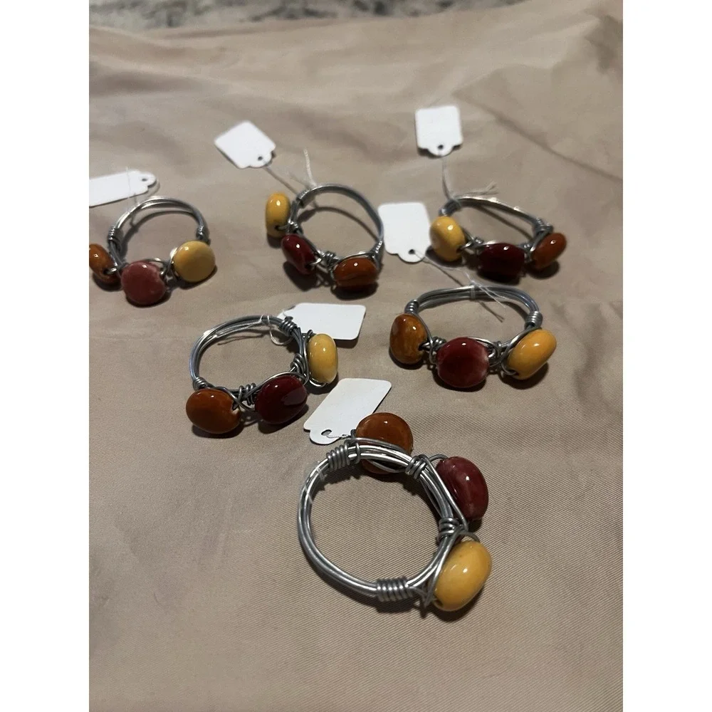 Set 6 Beaded Napkin Rings Napkin Holders‎ Harvest Fall Autumn Colors Table Decor
